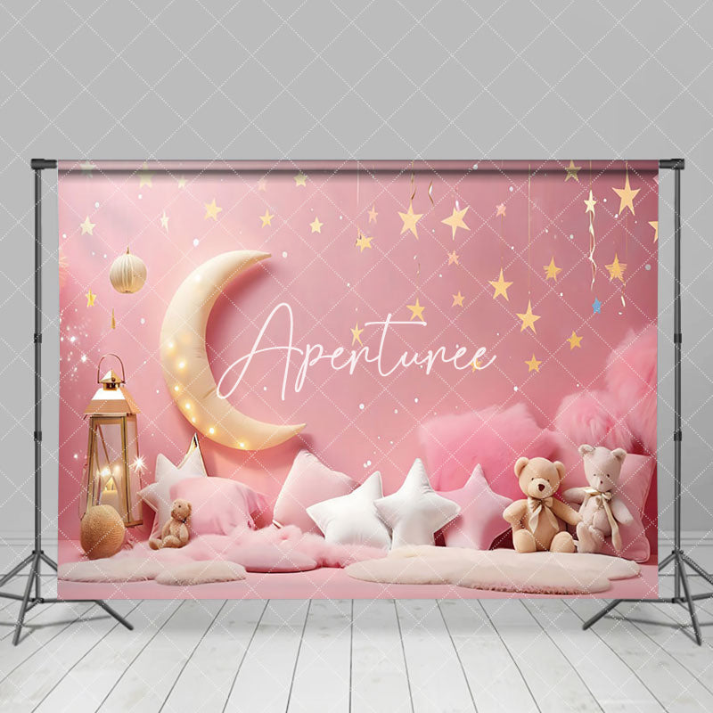 Aperturee - Aperturee Pink Girl Bithday Cake Smash Photography Backdrop