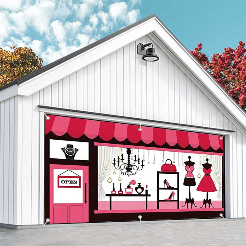 Aperturee - Aperturee Pink Girl Boutique Store Birthday Garage Door Banner