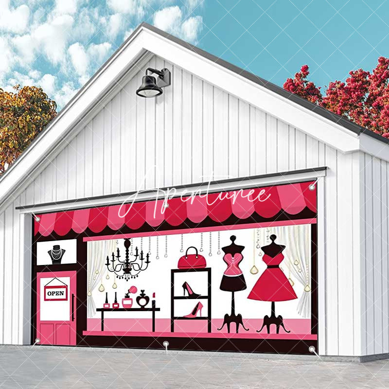 Aperturee - Aperturee Pink Girl Boutique Store Birthday Garage Door Banner