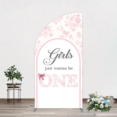 Aperturee - Aperturee Pink Girls Just Wanna Be One Birthday Half Moon Arch Backdrop