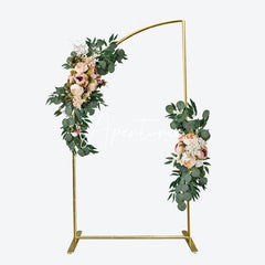 Aperturee - Aperturee Pink Glitter Floral Teapot Baby Shower Half Moon Arch Backdrop