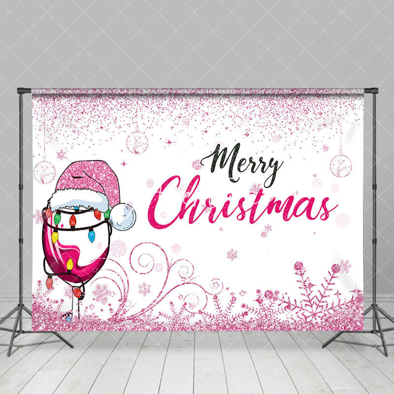 Aperturee - Aperturee Pink Glitter Goblet Hat Merry Christmas Backdrop