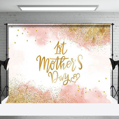 Aperturee - Aperturee Pink Gold Glitter Happy 1st Mothers Day Backdrop