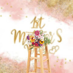 Aperturee - Aperturee Pink Gold Glitter Happy 1st Mothers Day Backdrop