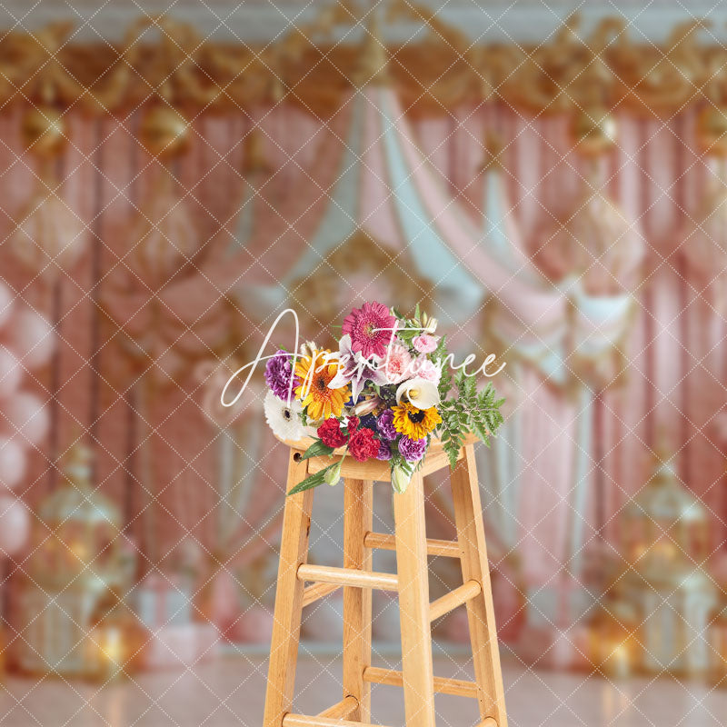 Aperturee - Aperturee Pink Gold Luxury Circus Tent Cake Smash Backdrop