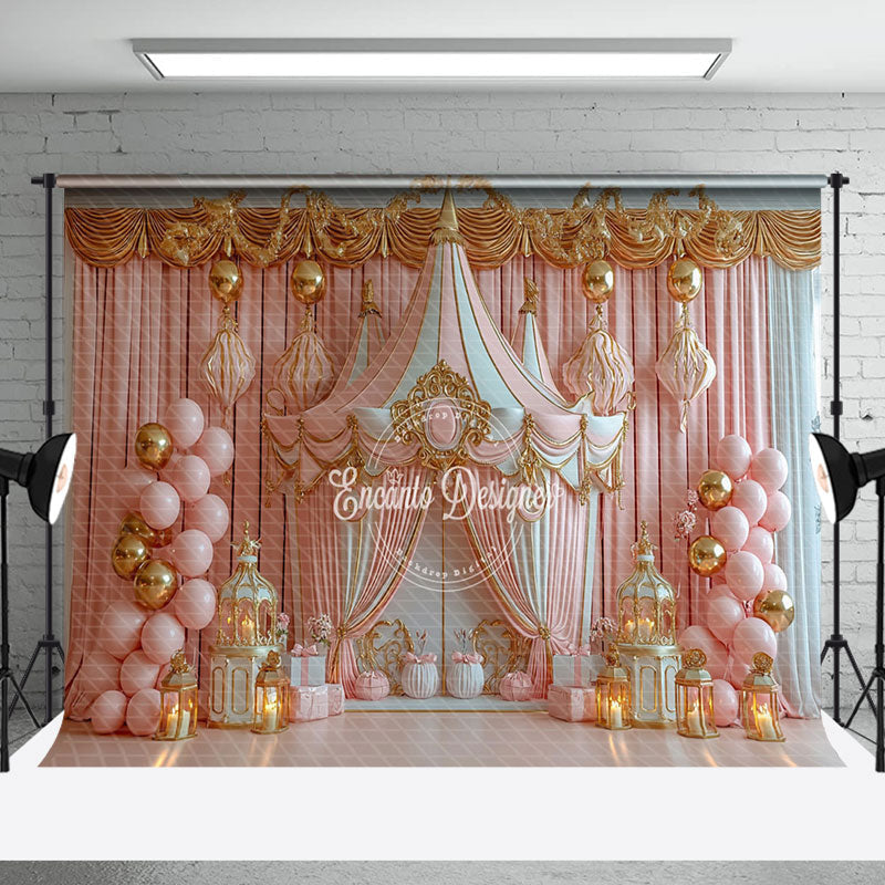 Aperturee - Aperturee Pink Gold Luxury Circus Tent Cake Smash Backdrop