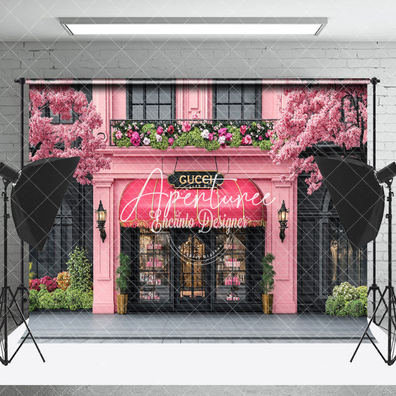 Aperturee - Aperturee Pink Gucci Luxury Goods Store Architecture Backdrop