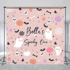 Aperturee - Aperturee Pink Halloween Spoooky One Custom Birthday Backdrop