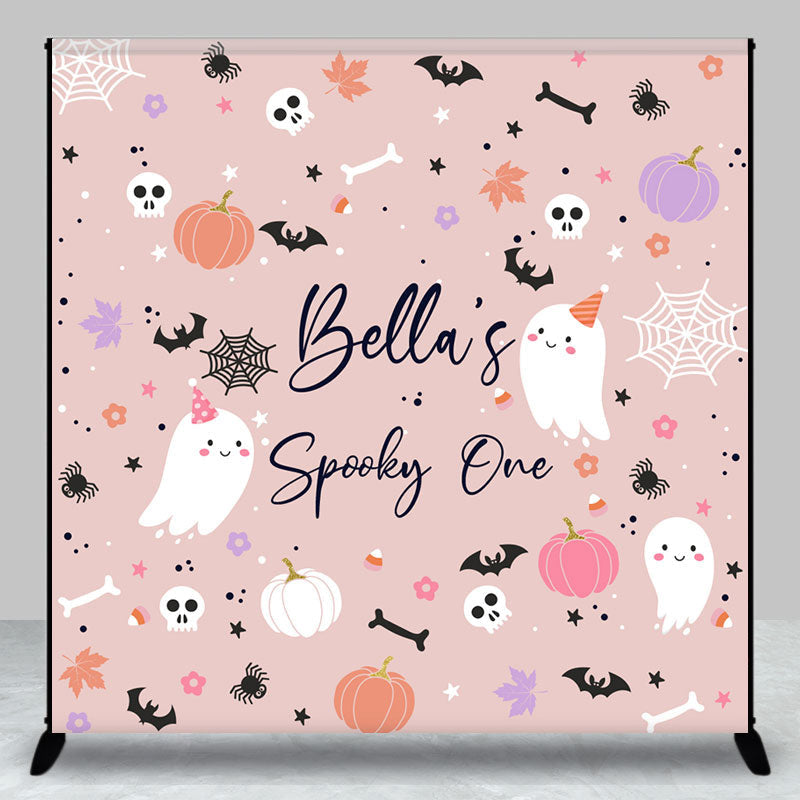 Aperturee - Aperturee Pink Halloween Spoooky One Custom Birthday Backdrop