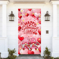 Aperturee - Aperturee Pink Heart Balloons Gnome Galentines Day Door Cover