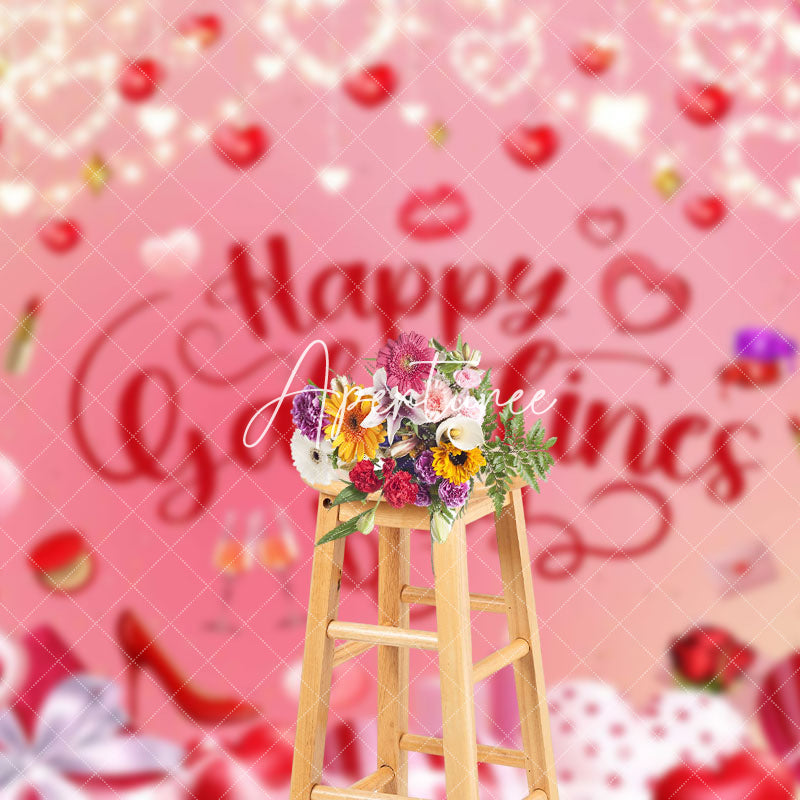 Aperturee - Aperturee Pink Heart Balloons Happy Galentines Day Backdrop