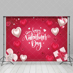 Aperturee - Aperturee Pink Heart Gift Box Happy Valentines Day Backdrop