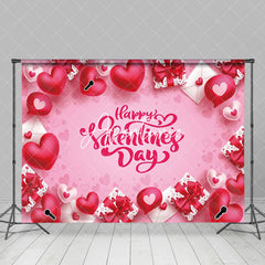 Aperturee - Aperturee Pink Heart Gift Box Valentine’S Day Phrase Backdrop