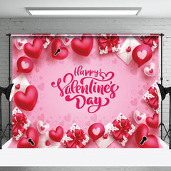 Aperturee - Aperturee Pink Heart Gift Box Valentine’S Day Phrase Backdrop