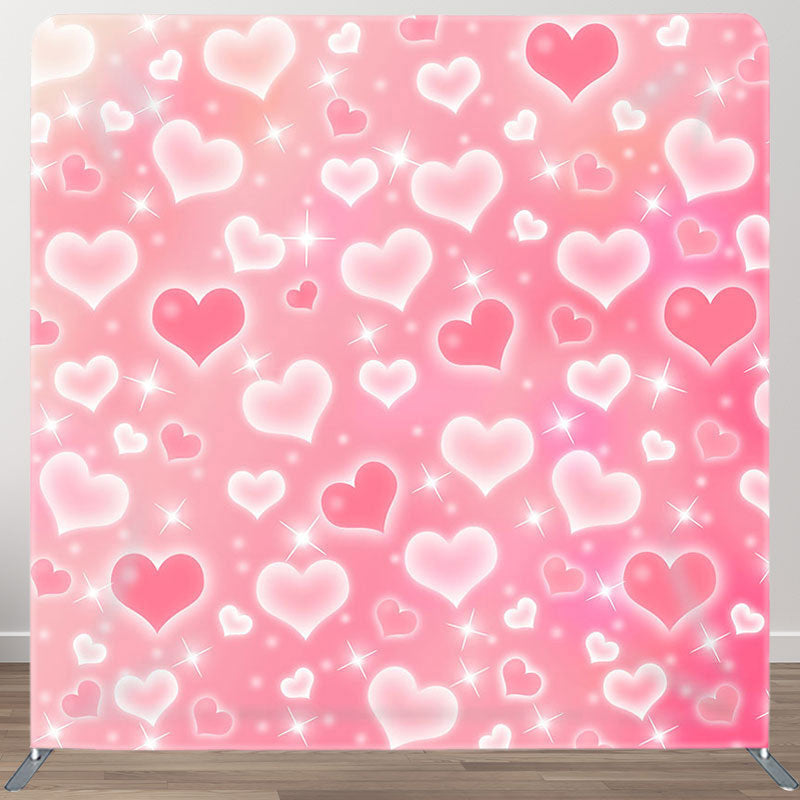 Aperturee - Aperturee Pink Heart Glitter Fabric Backdrop Cover for Birthday