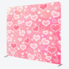 Aperturee - Aperturee Pink Heart Glitter Fabric Backdrop Cover for Birthday