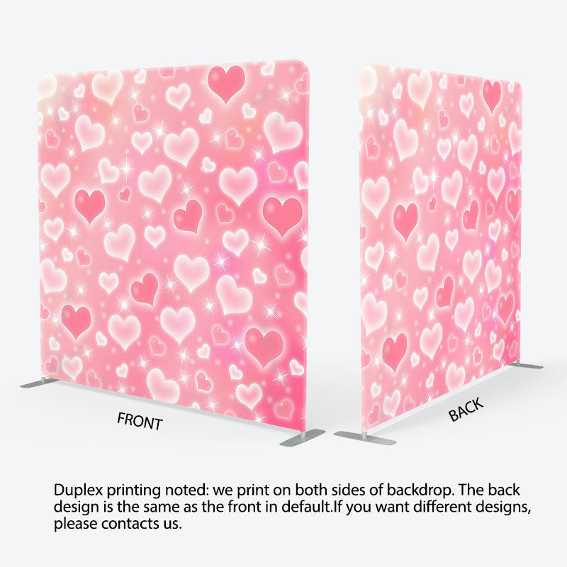 Aperturee - Aperturee Pink Heart Glitter Fabric Backdrop Cover for Birthday