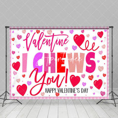 Aperturee - Aperturee Pink Heart Romantic Valentines I Chews You Backdrop