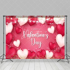 Aperturee - Aperturee Pink Heart Romantic Vibe Valentines Day Backdrop