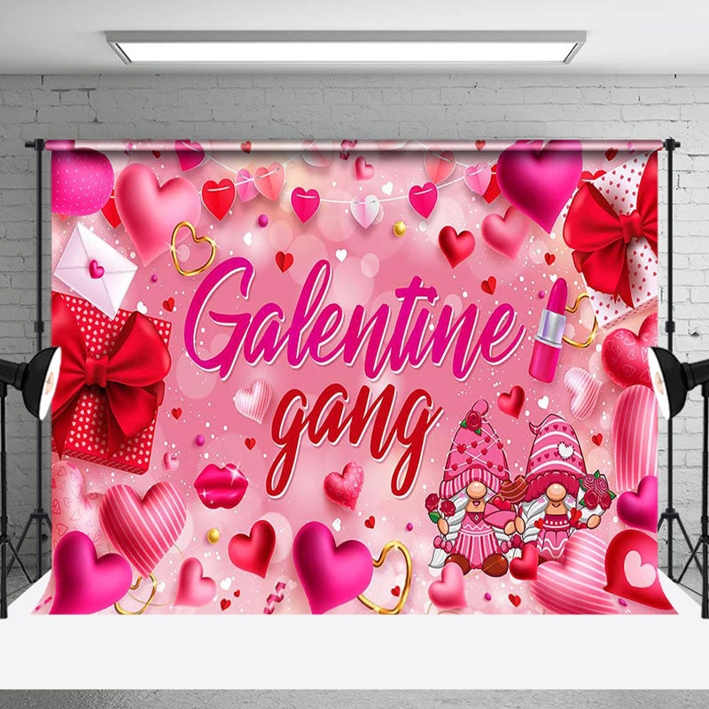 Aperturee - Aperturee Pink Hearts Gifts Glitter Galentine Gang Backdrop