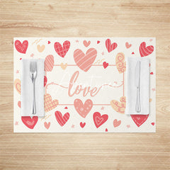 Aperturee - Aperturee Pink Hearts Love Valentines Day Set Of 4 Placemats