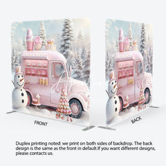 Aperturee - Aperturee Pink Ice Cream Car Snowman Pillow Case Backdrop