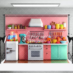 Aperturee - Aperturee Pink Kitchen Display Portrait Photo Backdrop