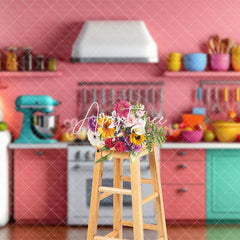 Aperturee - Aperturee Pink Kitchen Display Portrait Photo Backdrop