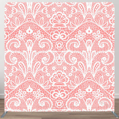 Aperturee - Aperturee Pink Lace Parttern Fabric Backdrop Cover For Party