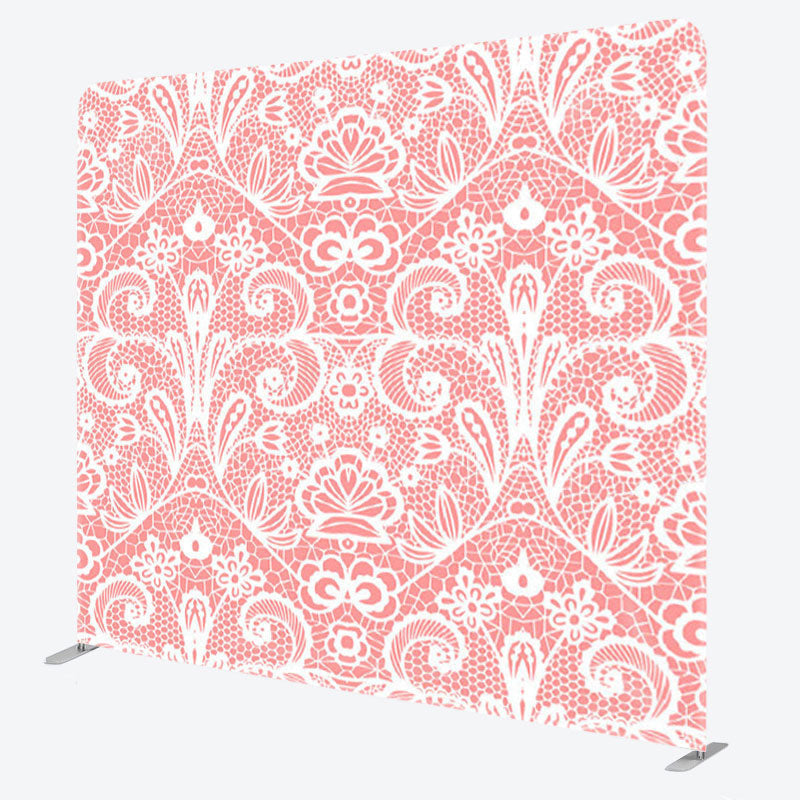 Aperturee - Aperturee Pink Lace Parttern Fabric Backdrop Cover For Party