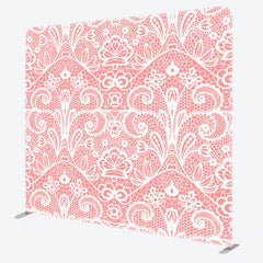 Aperturee - Aperturee Pink Lace Parttern Fabric Backdrop Cover For Party