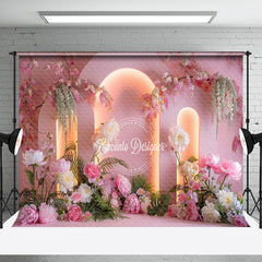 Aperturee - Aperturee Pink Lighted Arch Plant Floral Wedding Photo Backdrop