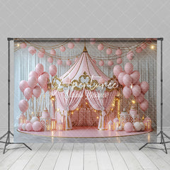 Aperturee - Aperturee Pink Lighted Circus Tent Balloons Cake Smash Backdrop