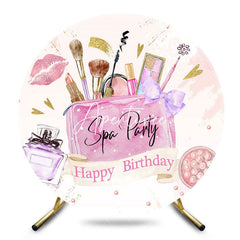 Aperturee - Aperturee Pink Lips Perfume Round Spa Birthday Party Backdrop