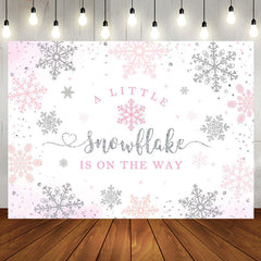 Aperturee - Aperturee Pink Little Snowflake Winter Baby Shower Backdrop