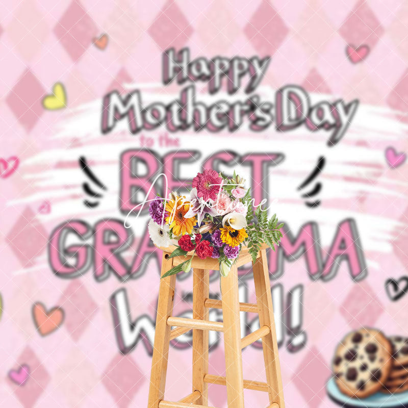 Aperturee - Aperturee Pink Milk Cookie Best Grandma Mothers Day Backdrop