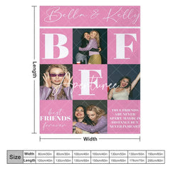 Aperturee - Aperturee Pink Plaid Best Friends Custom Name Photo Blanket