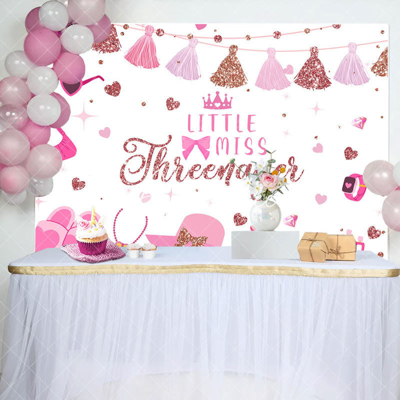 Aperturee - Aperturee Pink Princess Dress Miss Threenager Birthday Backdrop