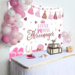 Aperturee - Aperturee Pink Princess Dress Miss Threenager Birthday Backdrop