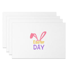 Aperturee - Aperturee Pink Rabbit Ears Hapyy Easter Day Set Of 4 Placemats