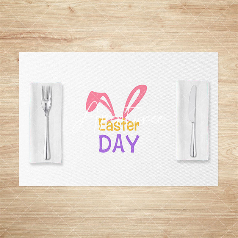 Aperturee - Aperturee Pink Rabbit Ears Hapyy Easter Day Set Of 4 Placemats