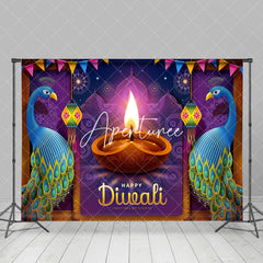 Aperturee - Aperturee Pink Red Floral Noble Ganesha Lantern Diwali Backdrop