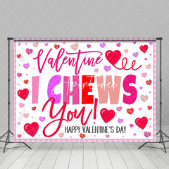 Aperturee - Aperturee Pink Red Hearts I Chews You Valentines Day Backdrop