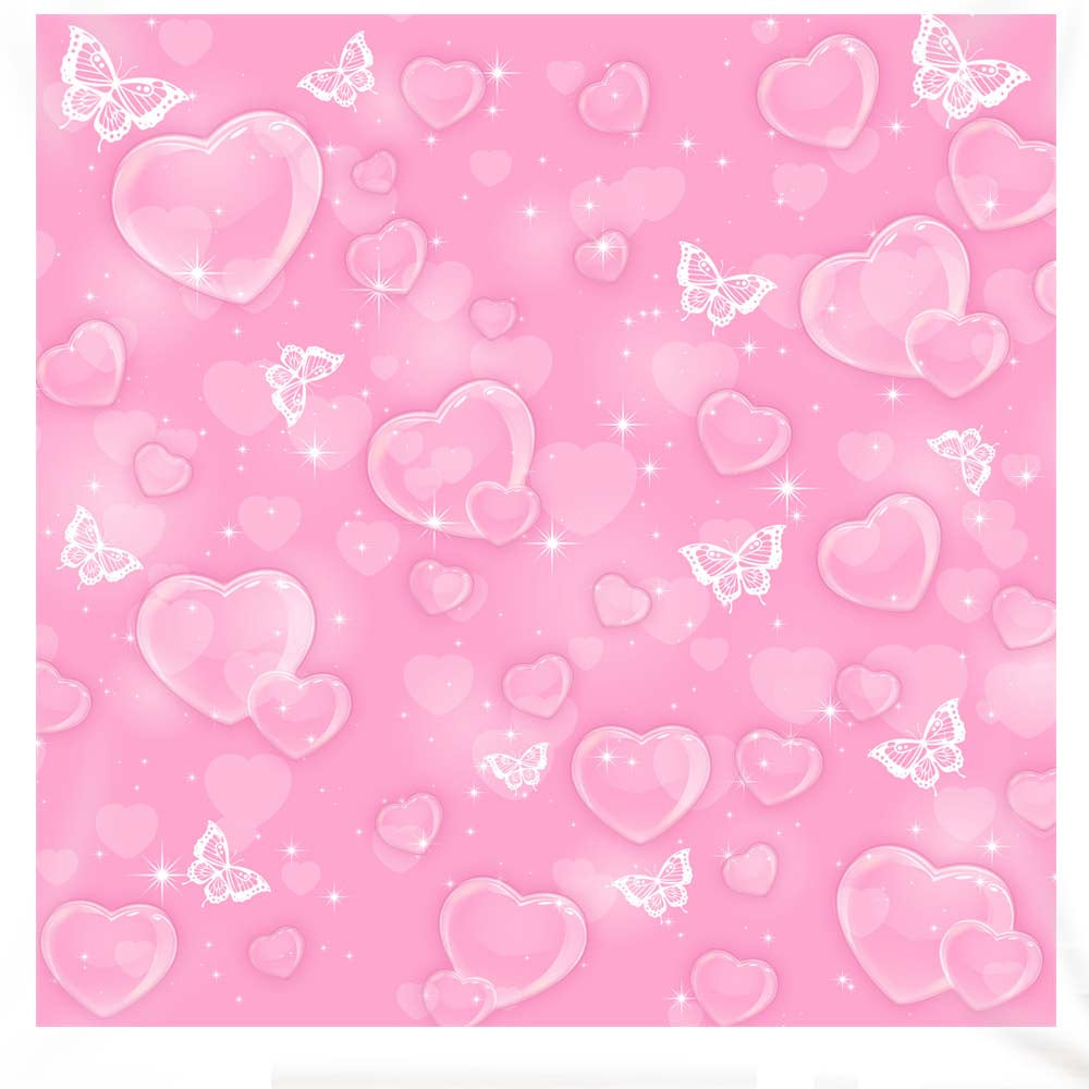 Aperturee - Aperturee Pink Romantic Heart Bubbles Square Tension Backdrop