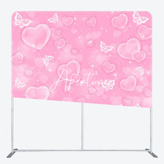 Aperturee - Aperturee Pink Romantic Heart Bubbles Square Tension Backdrop