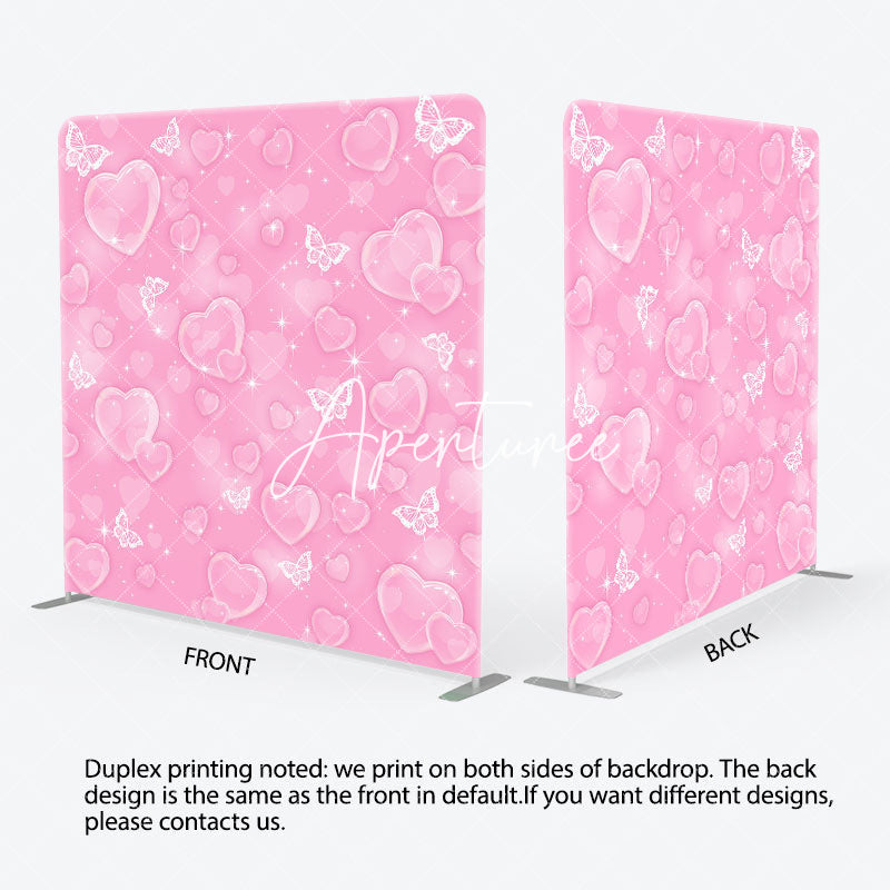 Aperturee - Aperturee Pink Romantic Heart Bubbles Square Tension Backdrop