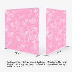 Aperturee - Aperturee Pink Romantic Heart Bubbles Square Tension Backdrop