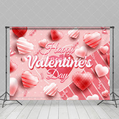 Aperturee - Aperturee Pink Romantic Love Hearts Valentines Day Backdrop