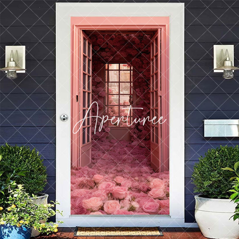 Aperturee - Aperturee Pink Room Romantic Rose Valentines Day Door Cover