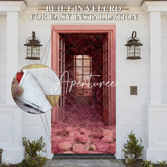 Aperturee - Aperturee Pink Room Romantic Rose Valentines Day Door Cover